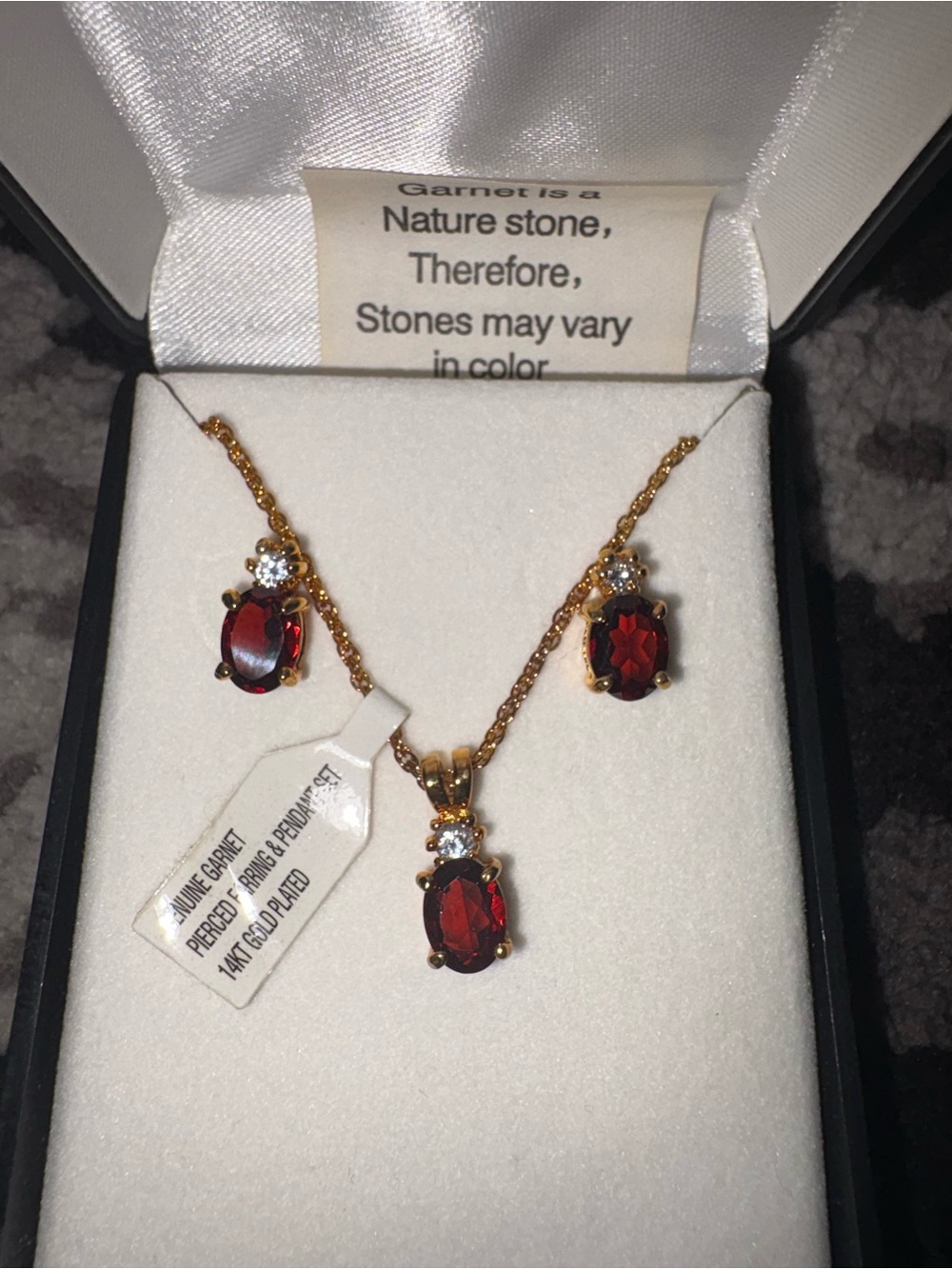 14K Gold plated garnet set.